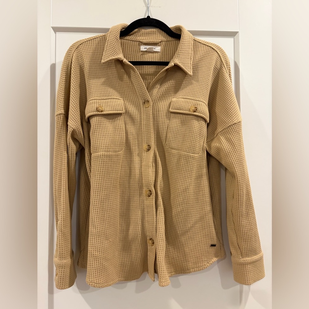 O'Neill Beige Waffle Knit Shacket Top